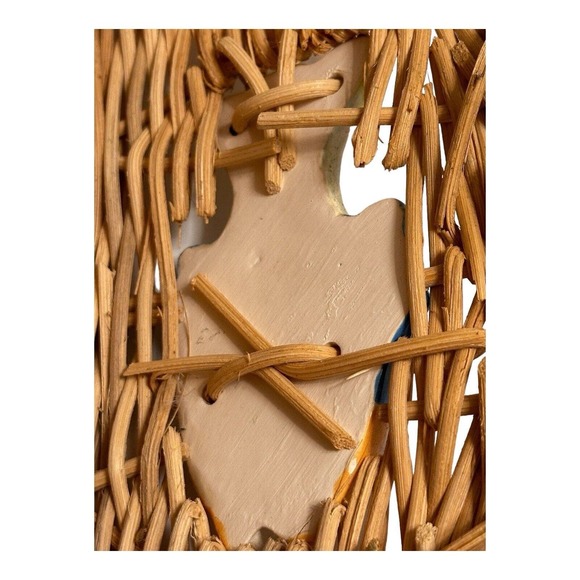 Rustic Farmhouse Market Beachy Basket Oval Tropical Fish Woven Wicker Handle - Picture 13 of 16